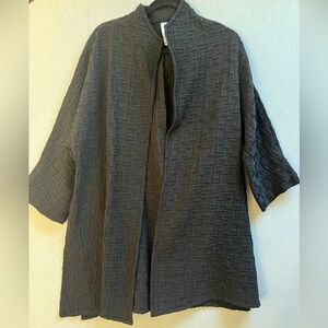 Marla Wynne Black Textured Top Coat Jacket Sz L